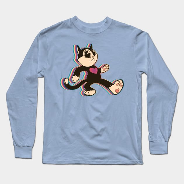 The Legend of Acid Kitty Pt. 5 - Keep on Tripping - Cute Retro Trippy Kitten Cartoon Long Sleeve T-Shirt by kgullholmen